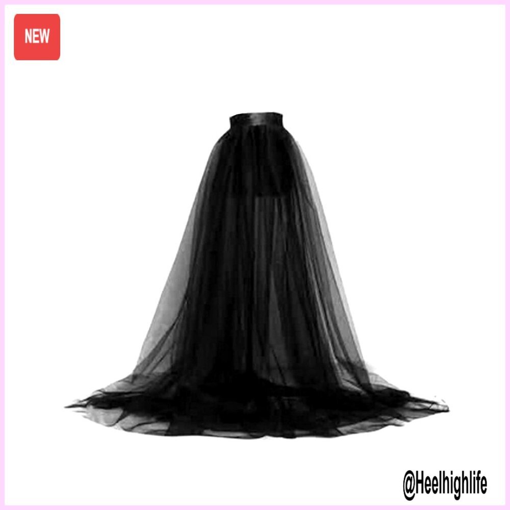 One Size Tulle Maxi Skirt Detachable Wedding Prom Overskirt 3 Layers